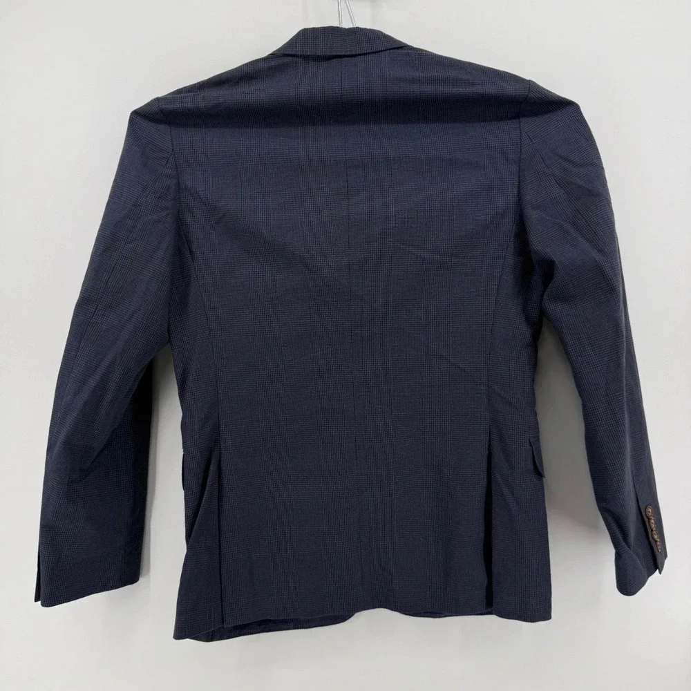 J.Crew Ludlow Blazer Mens 38R (M) Slim Fit Cotton Linen Blue Micro-Check